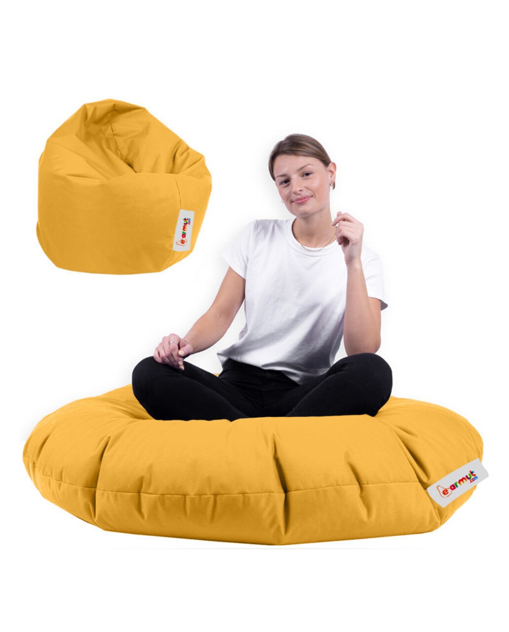Fotoliu puf, Bean Bag, Ferndale, 100 cm, poliester impermeabil, galben - imagine 6